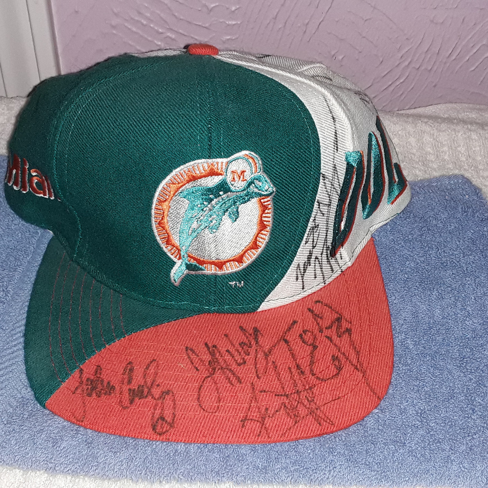 Vintage Miami Dolphins Jackyl Motley Crue Autographed Hat W/Spots/Discoloring